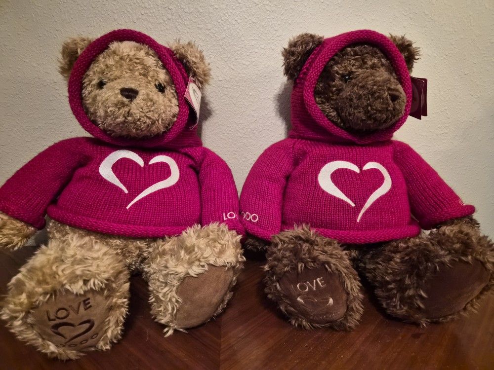 Two (2) GUND Millenium 2000 Love 24" Teddy Bears with Tags 
