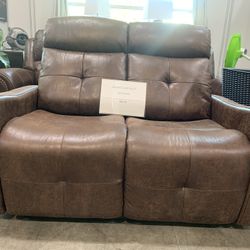 Brown loveseat recliner