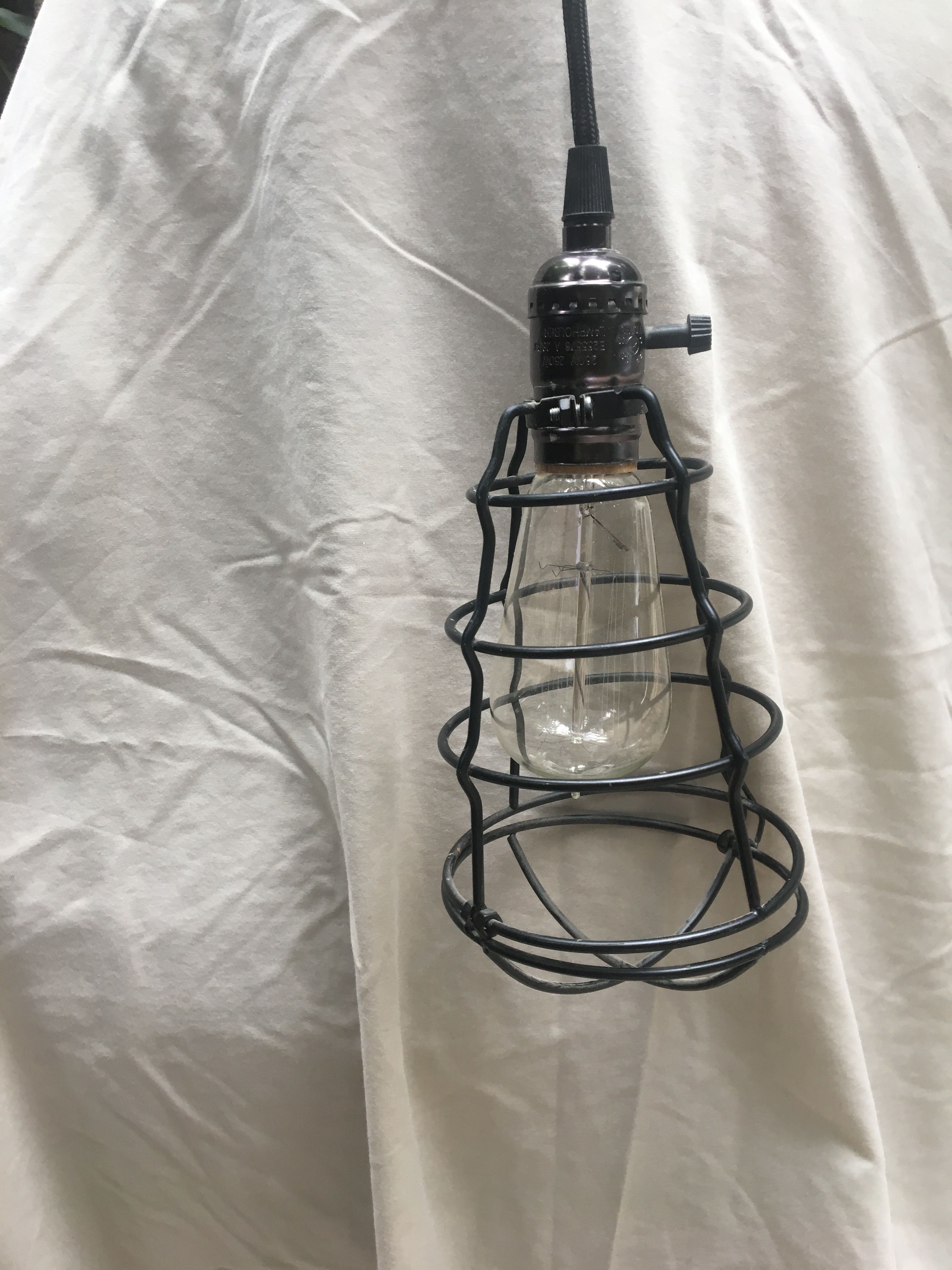 Rustic, Industrial Style Metal Cage Hanging Lamp