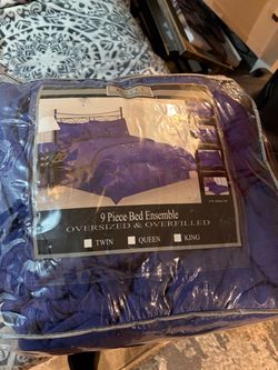 9-Piece King Bed Ensemble Comforter Set Purple