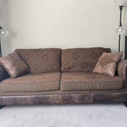 Western Style Costco Home Leather/Fabric Couch/Loveseat Set 