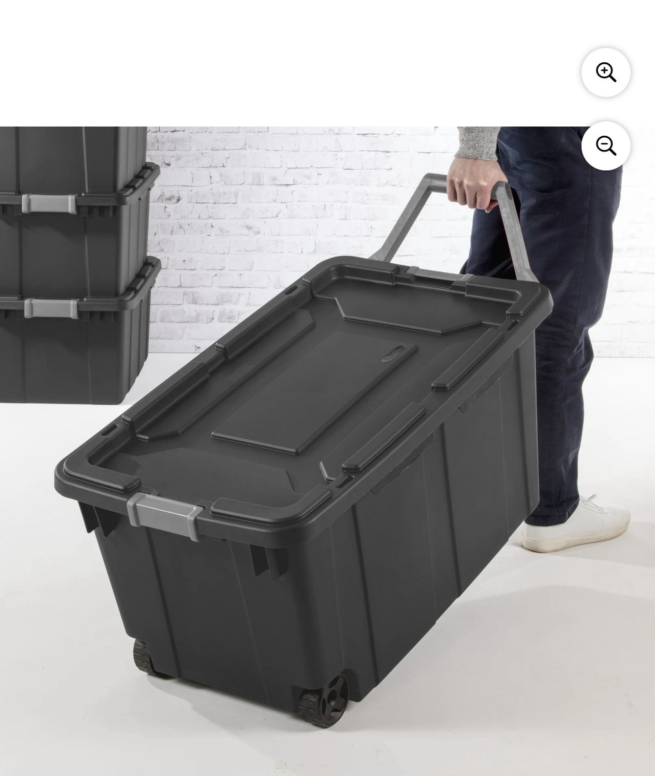 Sterilite Extra Large Storage Bin, 40 Gallon Wheeled Plastic Storage Container with Handle, Gray