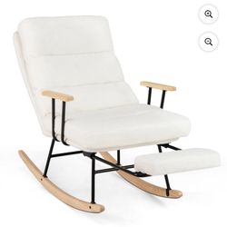 ostway  Nursery Rocking Chair with 5-level Adjustable Backrest & Retractable Footrest