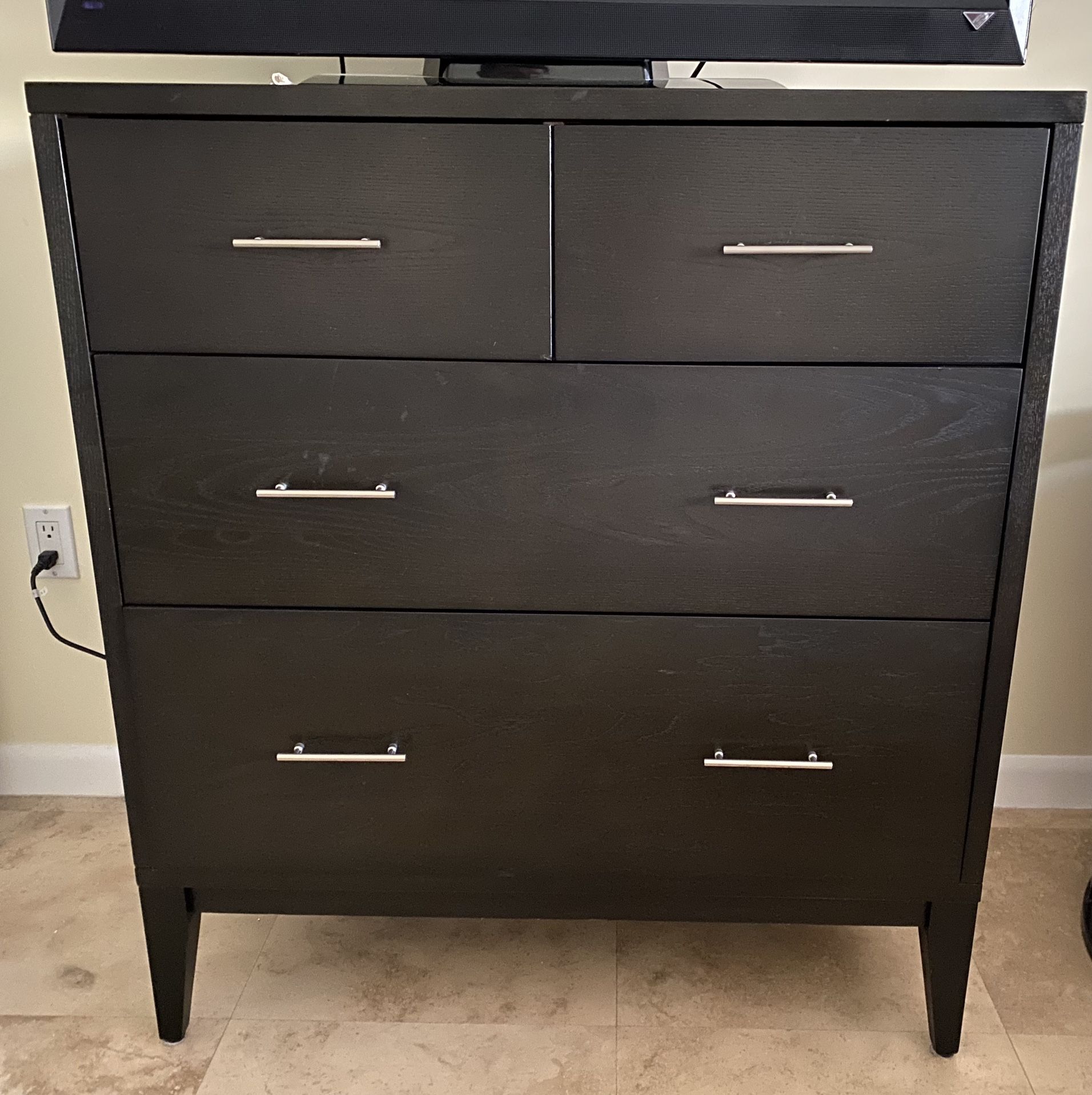 West Elm Narrow Leg Dark Brown Dresser - 4 Drawers