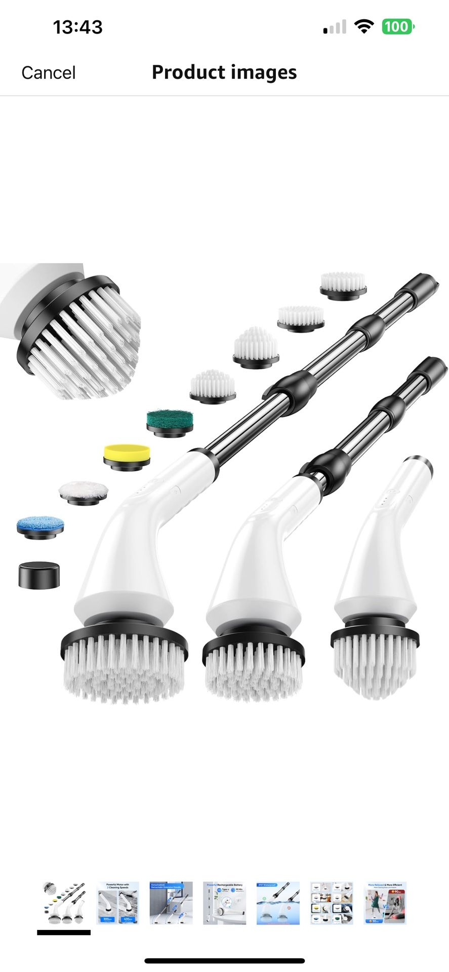 Electric Spin Scrubber, Cordless Power Electric Cleaning Brush Waterproof with Adjustable Extension Handle for Bathroom Kitchen Floor Grout Tile