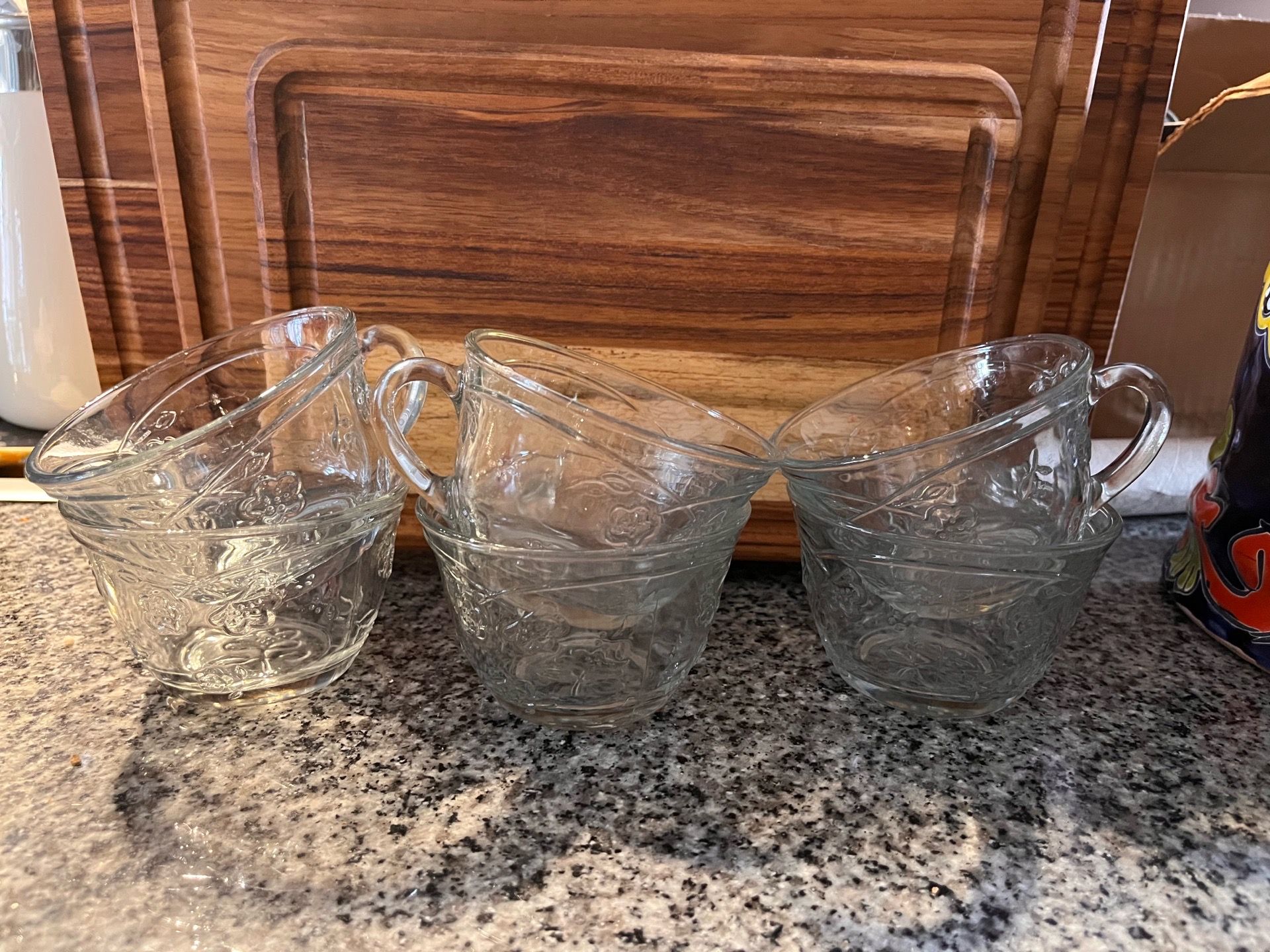 Vintage Anchor Hocking Savannah Pattern Teacups Set of 6