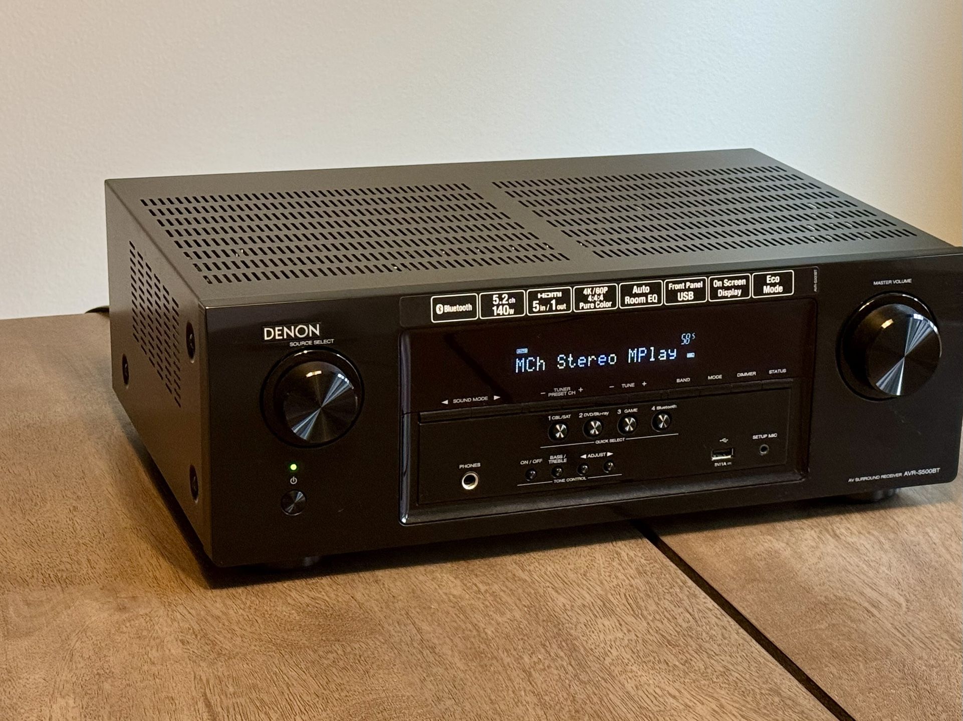 DENON 5.2 Channel AV Receiver, 4K and Bluetooth