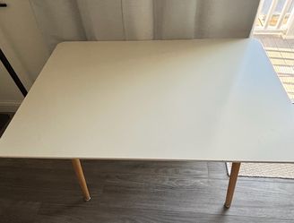 White Table with Wood Legs