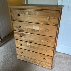Wood Dresser And Matching Bookshelf. Very Sturdy. Easy To Paint Or Stain. Works GREAT