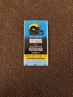 Rams Vs Redskins Ticket Stub.