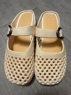Cream Clogs with Buckle Detail - Size 38-39