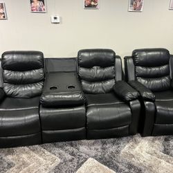2 Pc Reclining Leather Sofa And Chair 