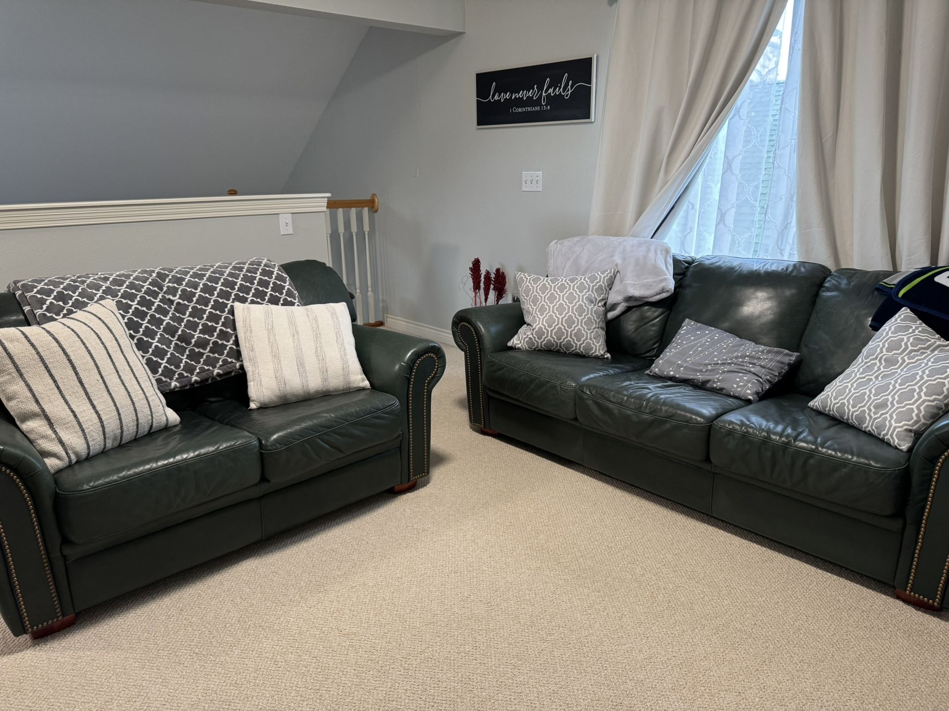 Fine Leather Living Room Set + Leather Recliner