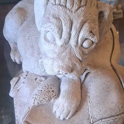 Vintage Garden  Sculpture Dog With Shoe.