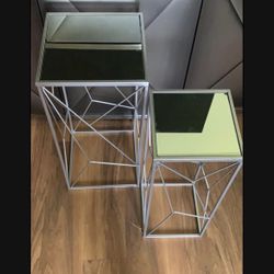 Geometric Mirrored Set Of Two Nesting Tables 