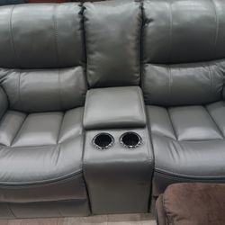 *Weekend Special*---Madrid Bold Gray Leather Reclining 3 Piece Sets---Delivery And Financing Available💪