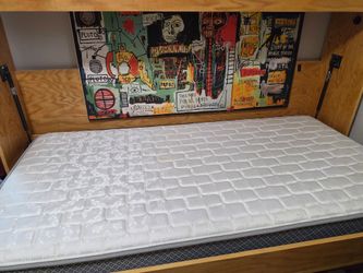Twin Murphy Bed, Hideabed Wood w/ Mattress
