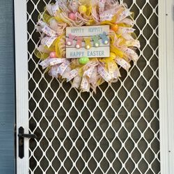 Handmade Deco Mesh Easter Wreath 🐣