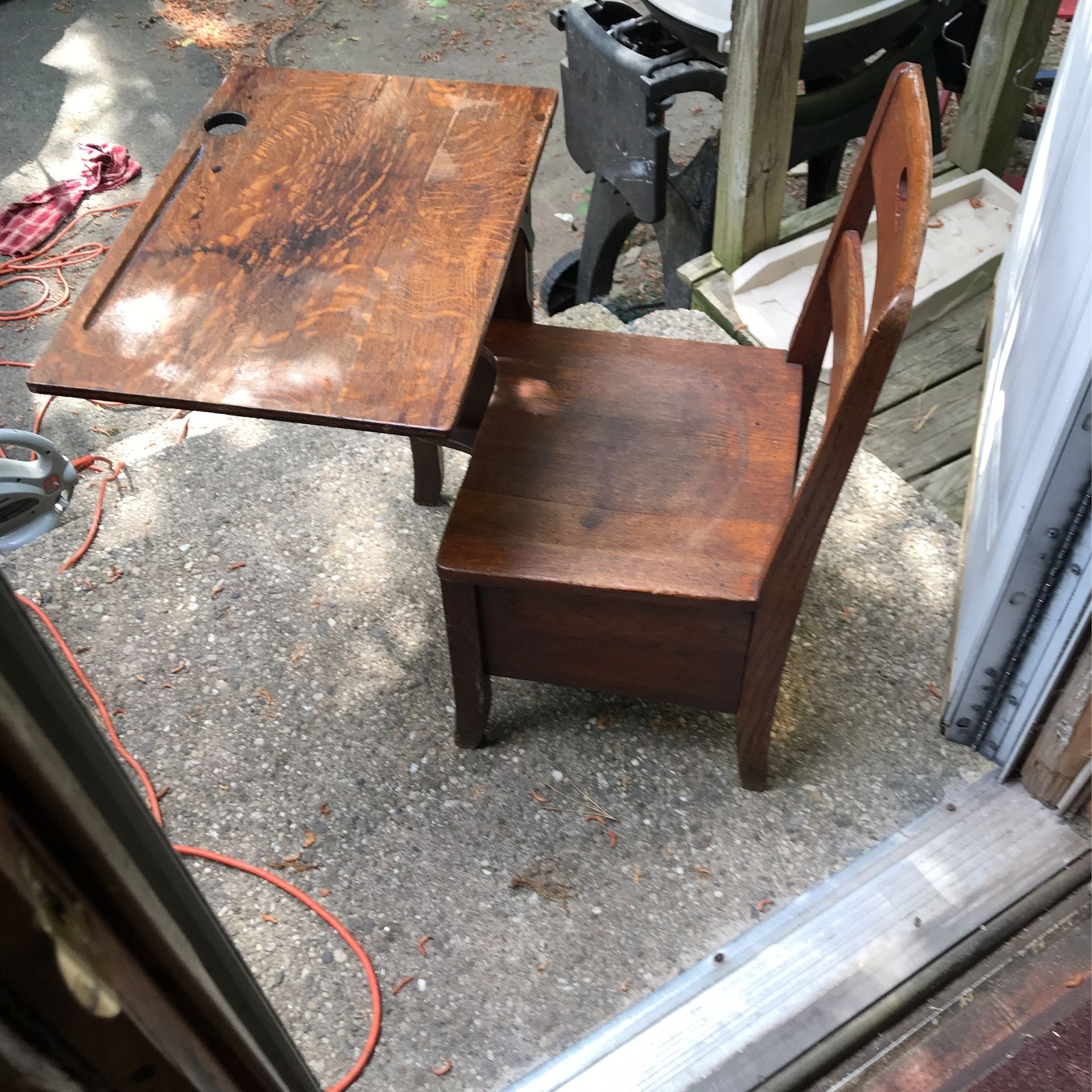 Antique wooden school desk