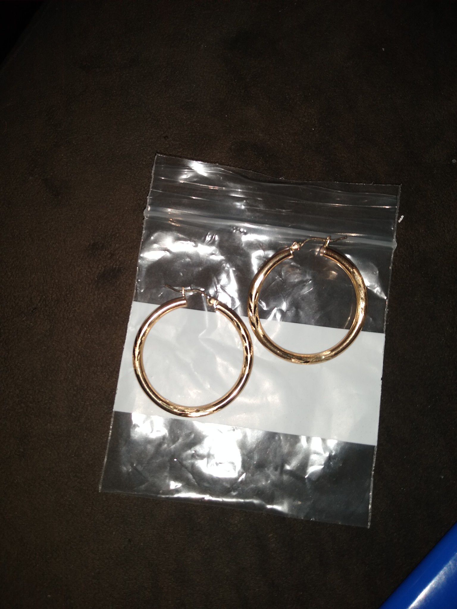 10k real gold hoops 40 mm diamond cut new