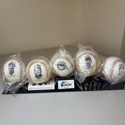 1994 Florida Marlins Set of 5 Chevron Fotoballs with Stand