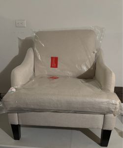 Cream Upholstered Accent Armchair