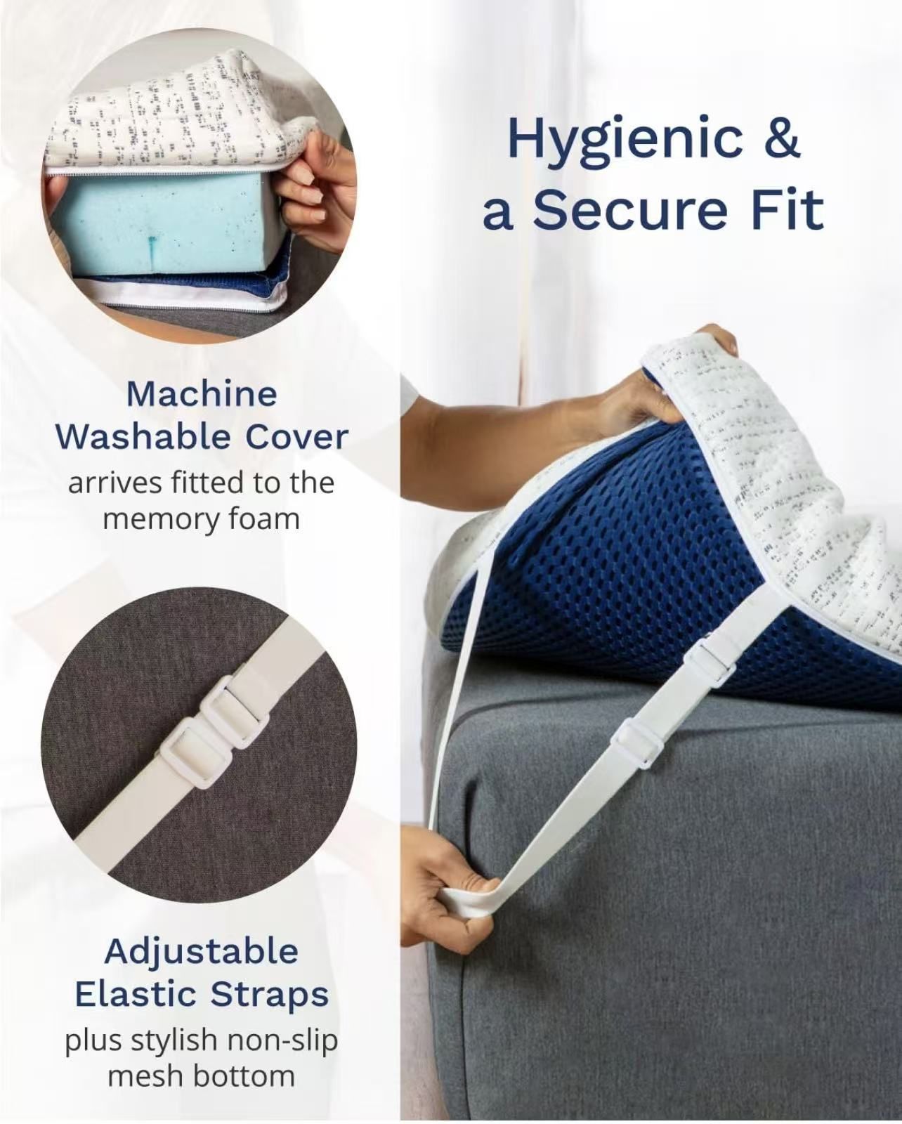 🥨King Size Cover for 3 Inch Memory Foam Mattress Topper, Mattress Pad with Soft Removable Bamboo-Rayon Cover,