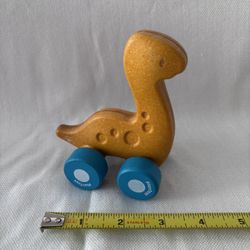 PlanToys Wooden Dinosaur Push Pull Toy Car - Diplo  Diplosaurus