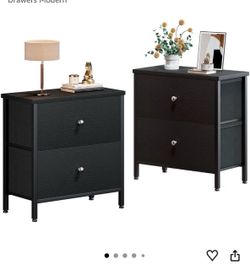 Black 2-Drawer Nightstand Set of 2