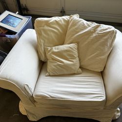 Pottery Barn Slip covered Chair And A Half