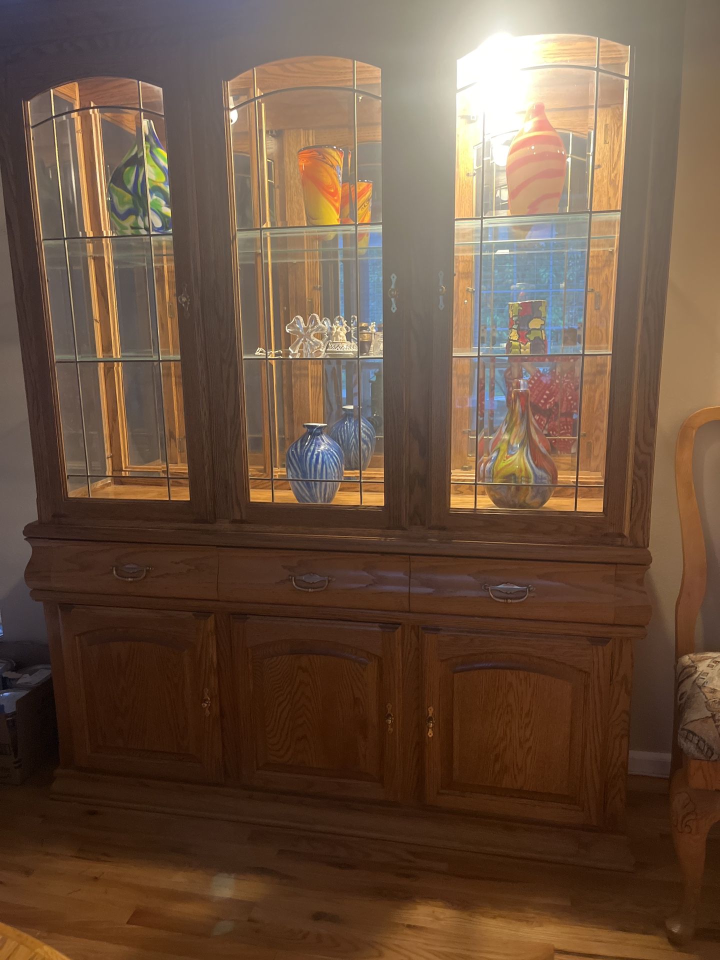 Solid Oak Curio Cabinet 