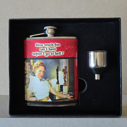 Santa Barbara Design Studio Flask & Funnel Set – “How Much Fun Can I Have Before I Go to Hell” – New
