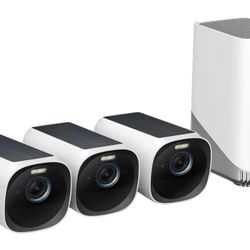 eufy - eufyCam 3, 3-Outdoor Wireless 4K Solar Powered Security Cameras with HomeBase 3 - White