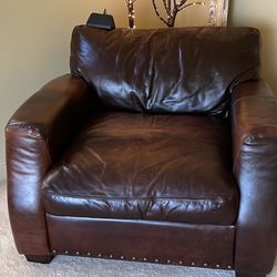 Leather, Custom Oversized Dark Brown Chairs