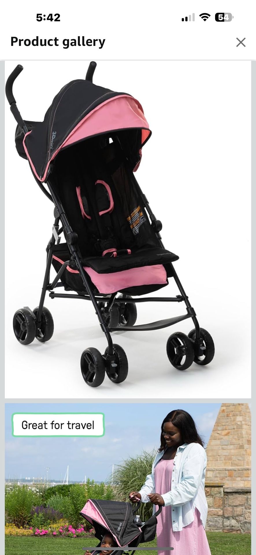 Ingenuity 3D Mini Convenience Stroller – Lightweight Stroller with Compact Fold, Multi-Position