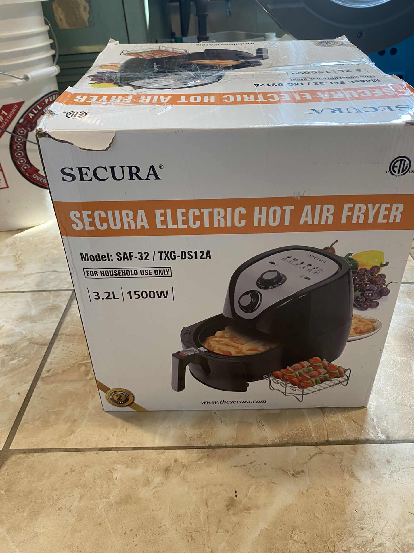 Secura Air Fryer 3.4Qt / 3.2L 1500-Watt Electric Hot XL Air Fryers