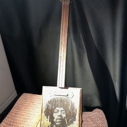  3 String ELECTRIC  cigar Box   INK ON WOOD JimiLand tribute