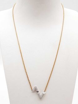 Louis Vuitton Lv Volt 18k Two-tone Gold Diamond Pendant Chain 17 In Do0124oxzxmia