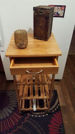 Rolling cart with drawer and wine rack