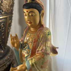 51” Old Dynasty Pure Bronze Kwan-yin Guan Yin Goddess Statue
