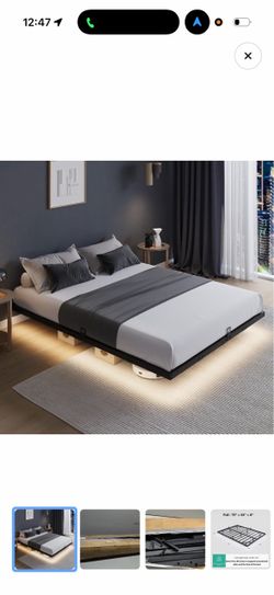 Novilla Full Size Floating Bed Frame with LED Lights – Heavy Duty Metal Platform