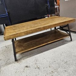 Rustic Wooden Coffee Table With Metal Base