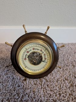 Vintage Ship Wheel Barometer Made In Western Germany