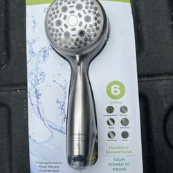 Edge chrome simply clean 6 setting Handheld showerhead pause control button #200