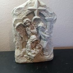 EXQUISITE Andrea By Sadek 6"x9" Sandstone Holy Family Nativity Plaque

