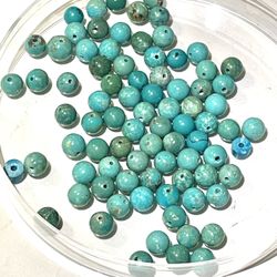 Lot Of 80 6mm Turquoise Beads 18.5”