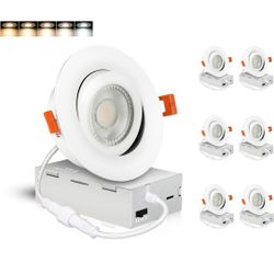 CLOUDY BAY Eyeball 5 Color 4 inch Gimbal LED Recessed Light with Junction Box,IC Rated,9.5W CRI90+ 2700K/3000K/3500K/4000K/5000K Selectable,Dimmable D