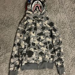 Bape Hoodie black And Grey Camo 