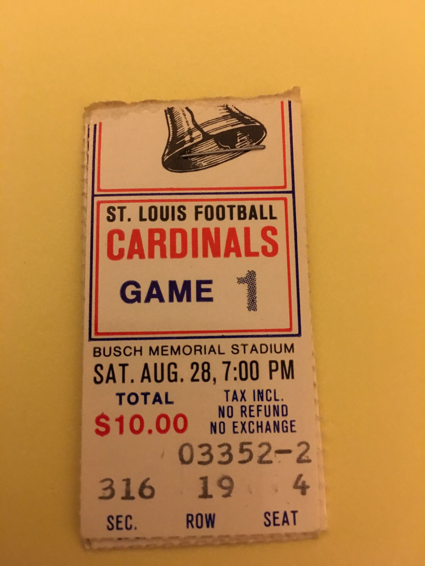 1976 St Louis football Cardinals ticket stubs