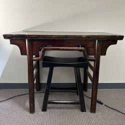 Chinese 19th Century Qing Dynasty Altar Console Table with Distressed Lacquer